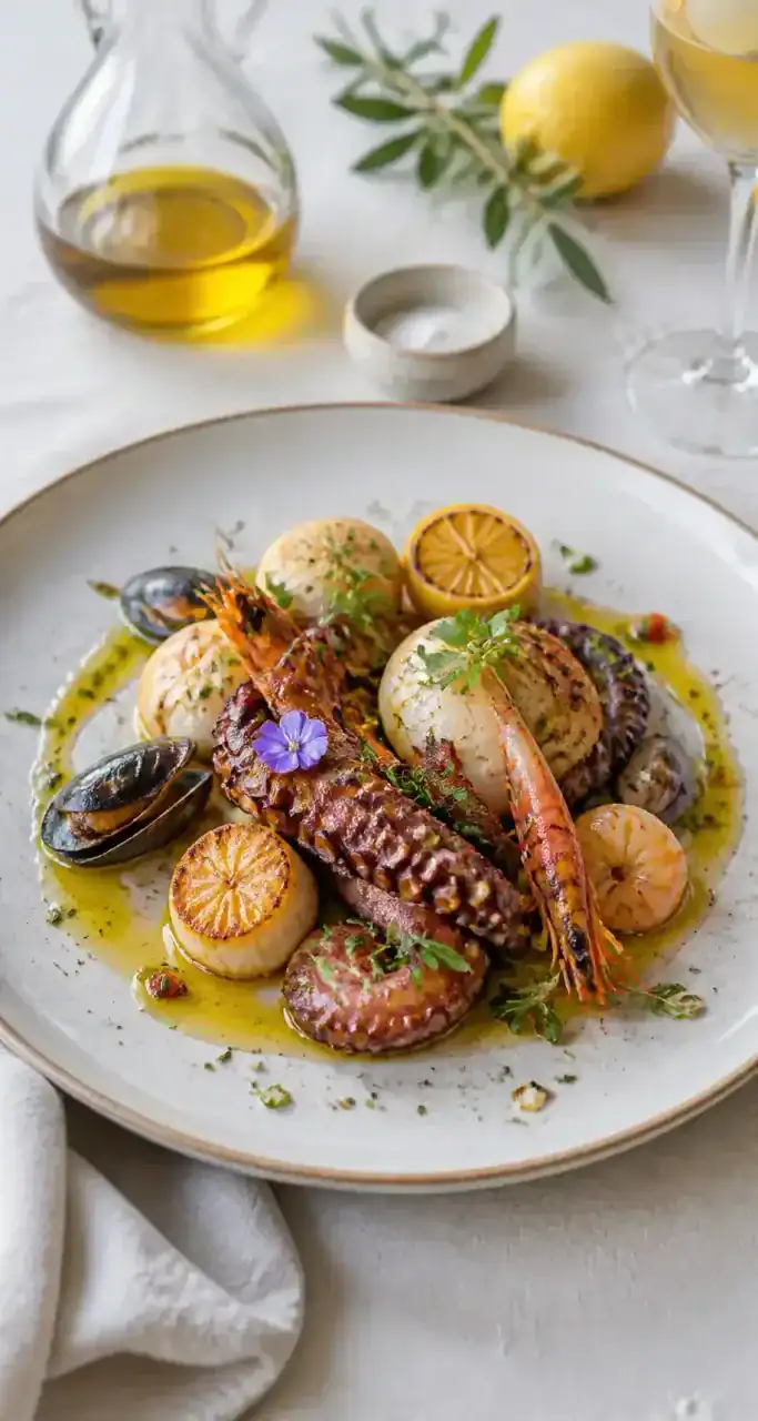 Assiette de fruits de mer et cuisine méditerranéenne