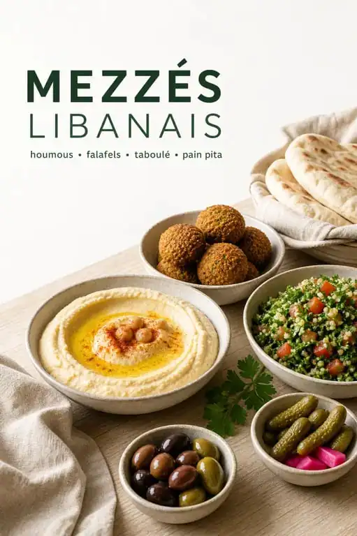 Assortiment de mezzés libanais dans un restaurant libanais à Agde