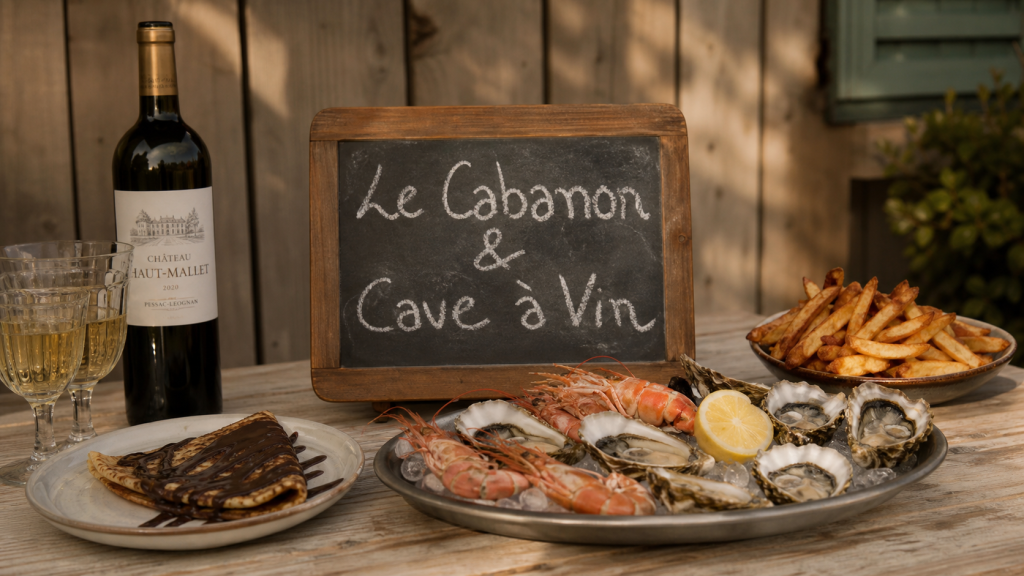 Le cabanon et sa cave à vin : fruits de mer et vin à Lacanau