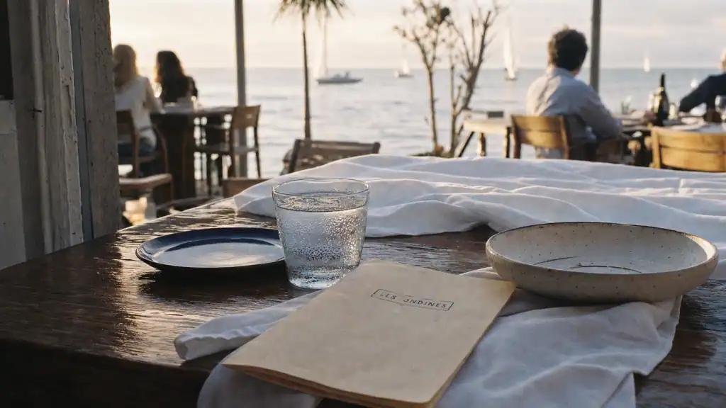 Les ondines agde, table sur la terrasse avec vue mer