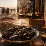 Restaurant Agde : brédusa de moules sur plancha et terrasse du centre historique