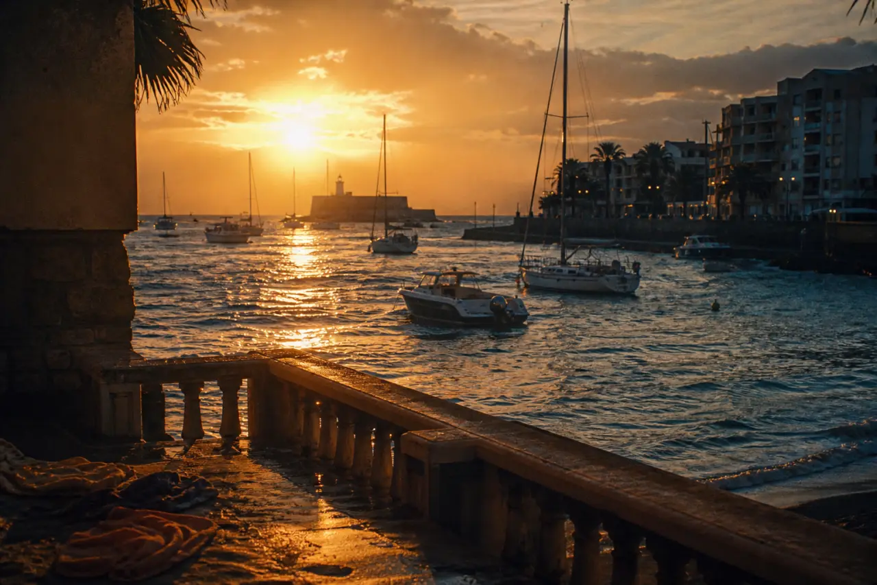 Activités au cap d agde : port au golden hour, Fort de Brescou