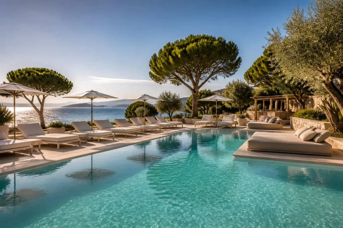 Bivouak Beach à Sainte-Maxime avec piscine, transats et ambiance beach club