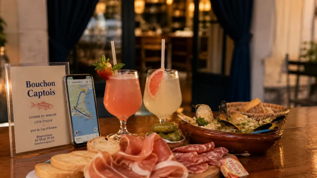 Le Bouchon Captois à Hyères, terrasse, assiettes à partager et ambiance de proximité