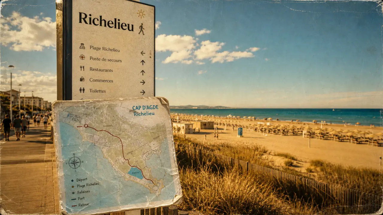 Plage Richelieu Agde, rue des Corsaires et accès PMR
