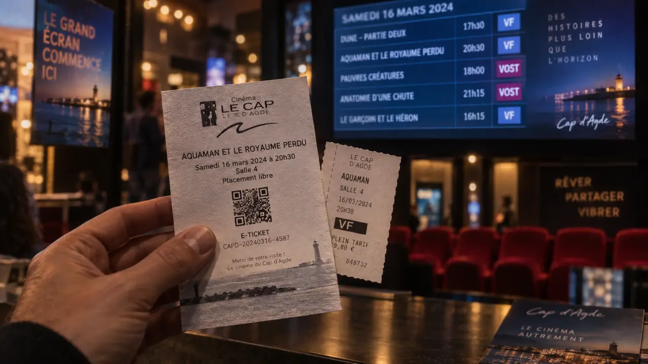 Cinéma cap d agde : main avec e-ticket et programmation VF VOST