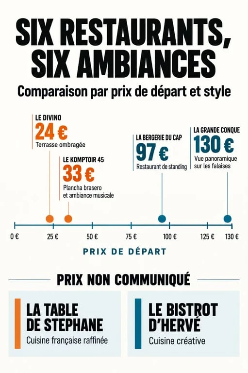 Infographie des prix et ambiances de restaurants Agde gastronomique