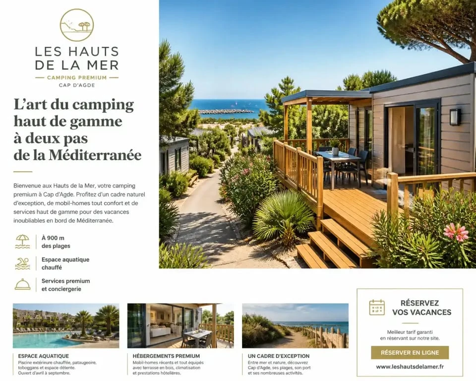 Camping haut de gamme au Cap d'Agde en bord de mer