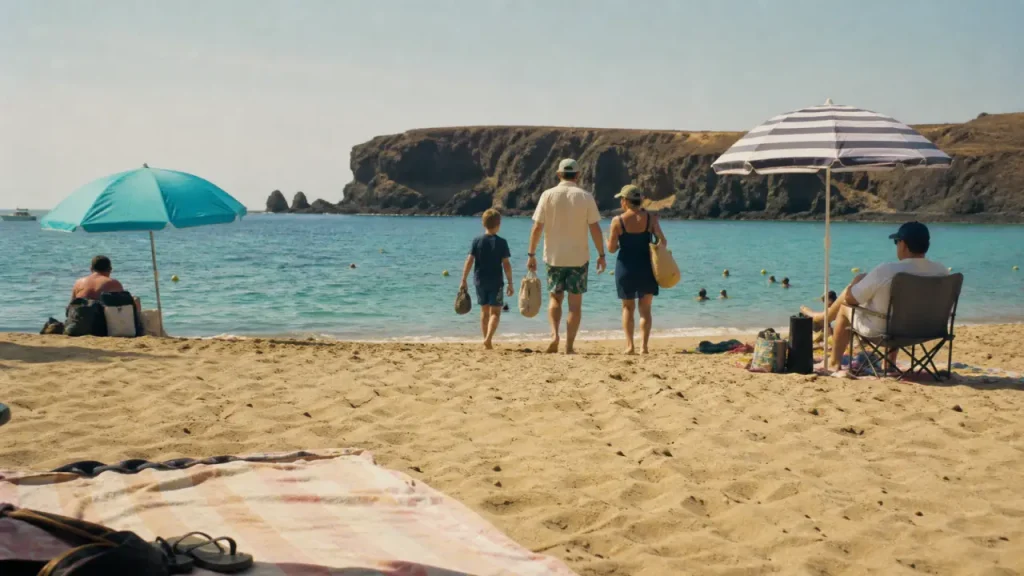 Plage cap d'agde : famille vers l’eau sur sable fin, Méditerranée
