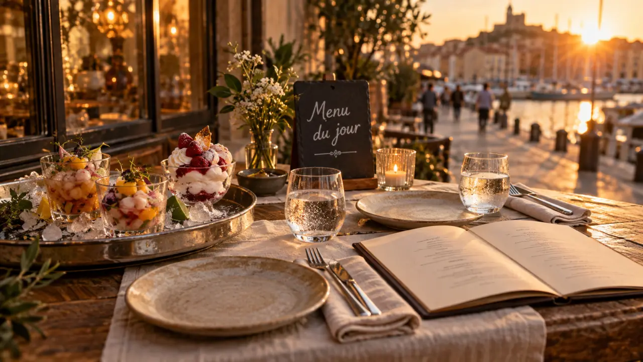 Restaurant l endroit agde : menu du jour et traiteur, vue golden hour