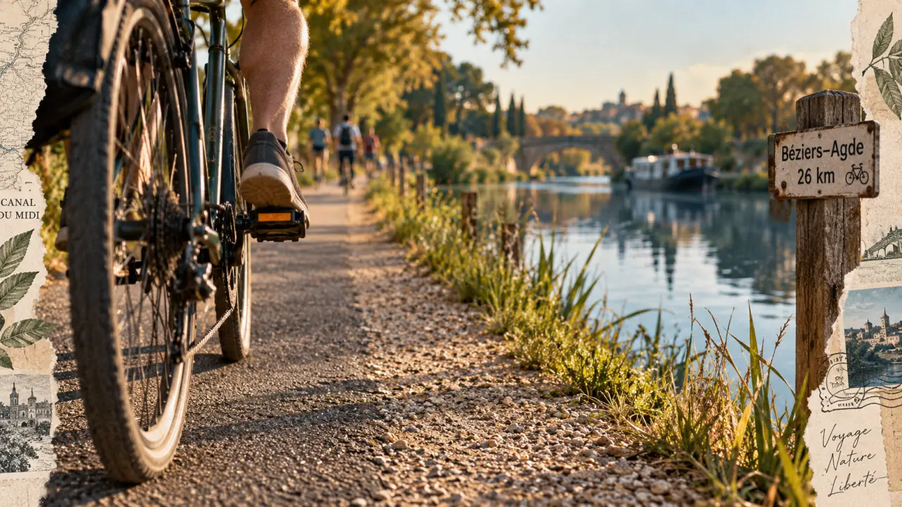 Balade velo canal du midi agde : 26 km Béziers–Agde, route cyclable près du canal