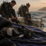 Plongée cap d agde : masque et détendeur sur un bateau au Cap d’Agde